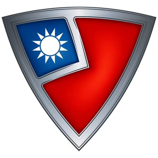 Ocelový štít s vlajka Tchaj-wan — Stockový vektor