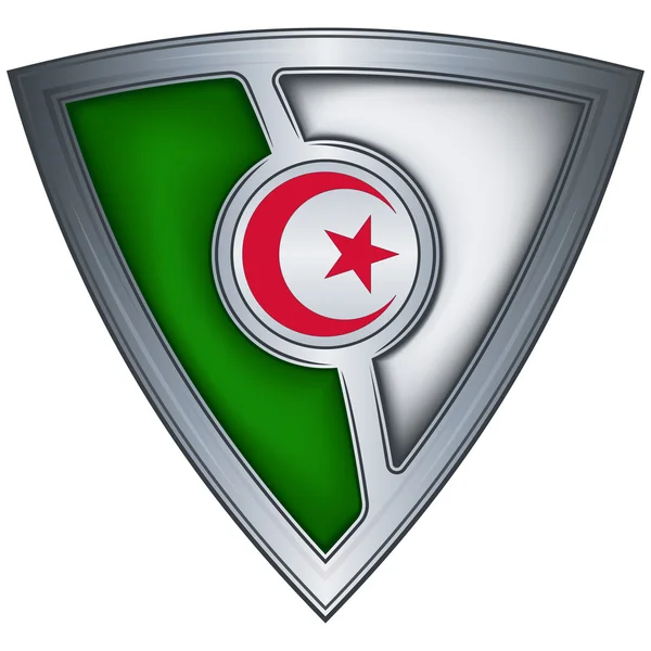 Bouclier en acier avec drapeau Algérie — Image vectorielle