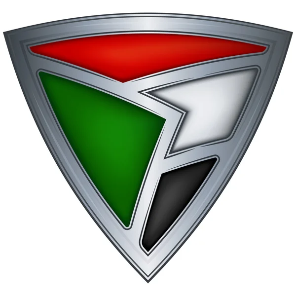 Bouclier en acier avec drapeau Soudan — Image vectorielle