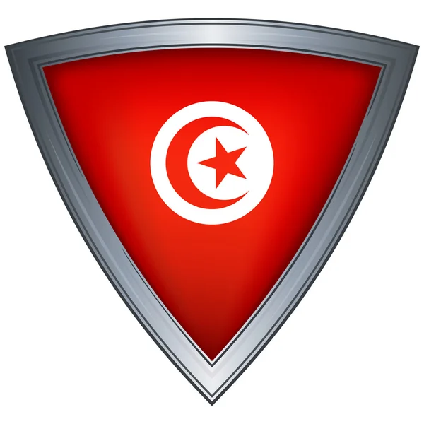Steel shield with flag Tunisia — Stock Vector