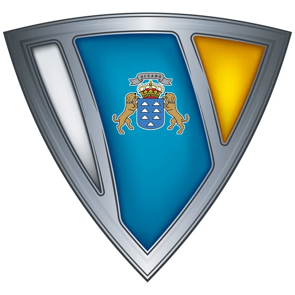 Escudo de acero con bandera Canarias — Archivo Imágenes Vectoriales