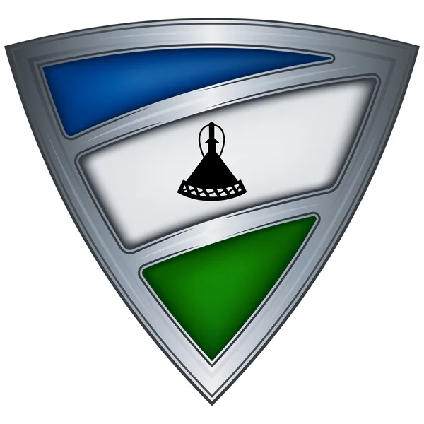 Escudo de aço com bandeira Lesoto — Vetor de Stock