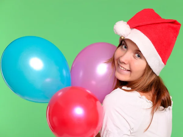 Заманчивая девушка с яркими воздушными шарами — стоковое фото