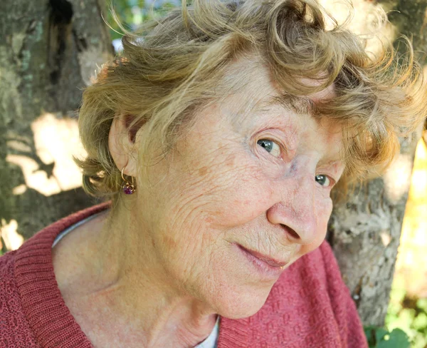 Portret miłej starszej kobiety na łonie natury — Zdjęcie stockowe