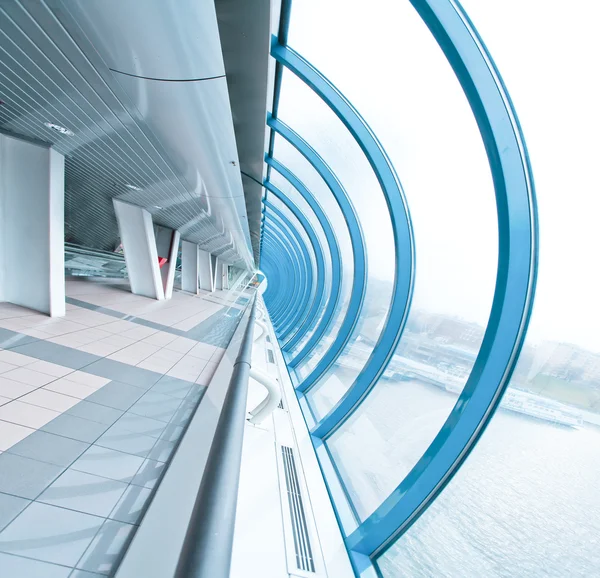 Perspectiva interior do aeroporto em estilo futurista — Fotografia de Stock