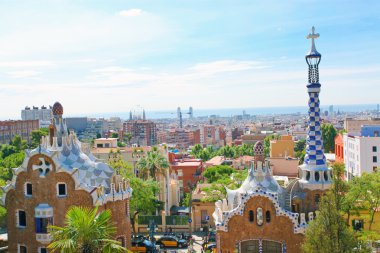 BARCELONA, SPAIN - JULY 25: The famous Park Guell on July 25, 2011 in Barce clipart