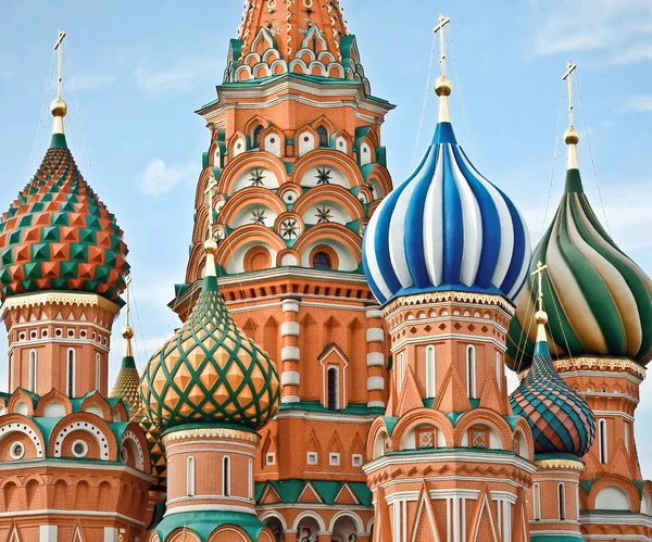Berühmter Kopf der Basilius-Kathedrale auf dem Roten Platz, Moskau, Russ — Stockfoto
