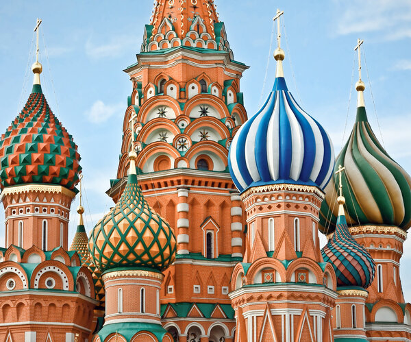 Famous Head of St. Basil's Cathedral on Red square, Moscow, Russia