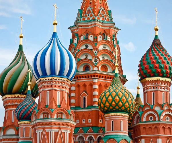Berühmter Kopf der Basilius-Kathedrale auf dem Roten Platz, Moskau, Russ — Stockfoto