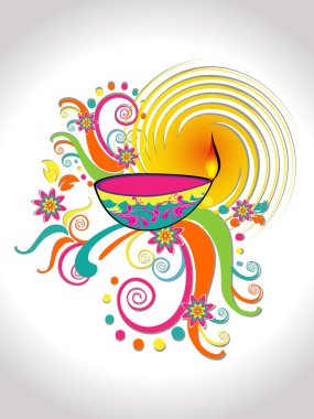 Colorful artwork background with diya clipart