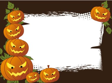 halloween invitation card with pumpkins clipart