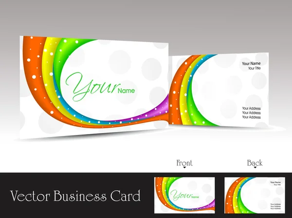 White background business card with colorful waves — Stock Vector