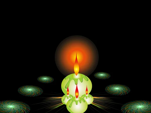 Deepawali achtergrond met verlichte moderne vorm kaarsen — Stockvector