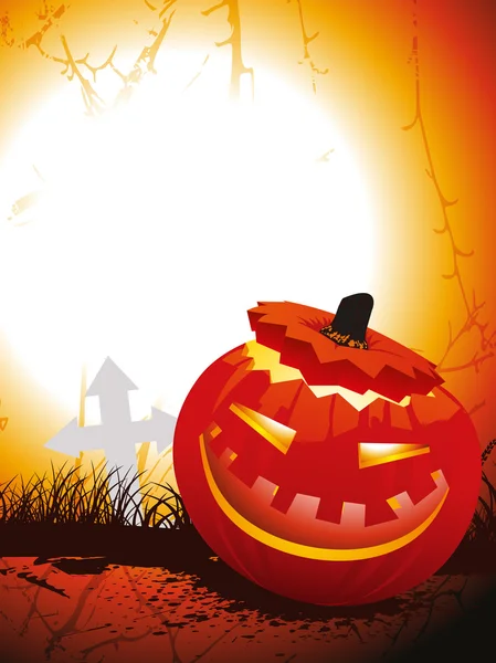 Grungy Halloween Hintergrund mit großem Kürbis — Stockvektor