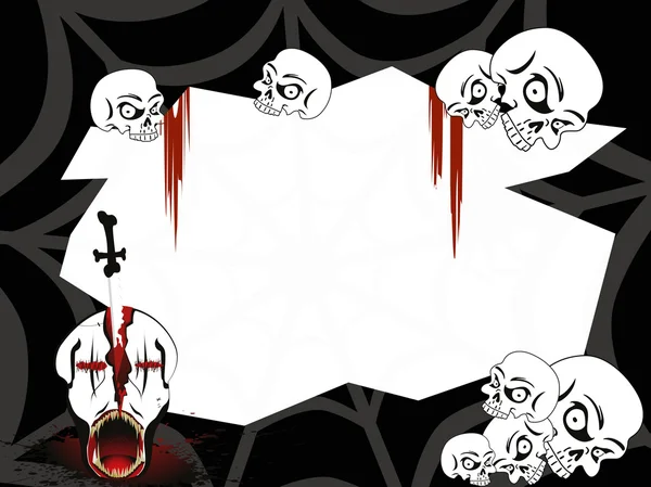 Carte d'invitation de fête d'Halloween avec crânes — Image vectorielle