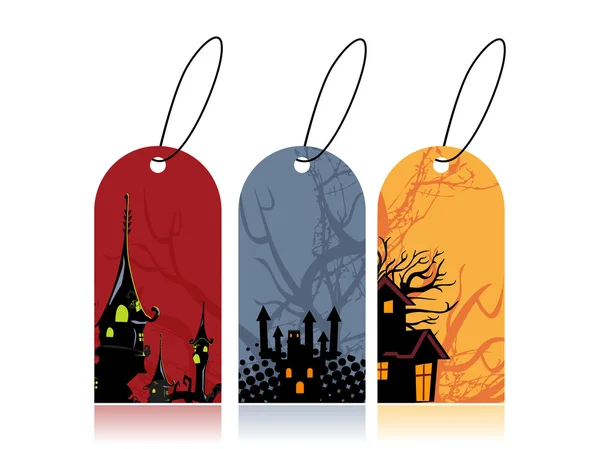 Ensemble vectoriel d'étiquettes d'Halloween colorées — Image vectorielle