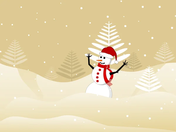 Fond d'arbre avec bonhomme de neige — Image vectorielle