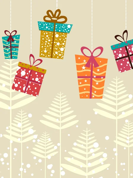 Vektor merry christmas gratulationskortクリスマス用のカラフルなギフト背景ベクトル — ストックベクタ