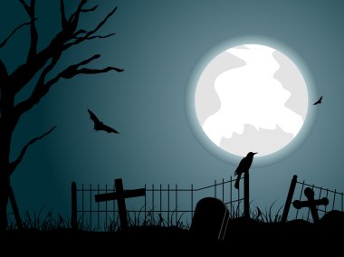 graveyard concept illustration for halloween clipart