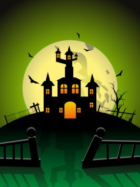 spooky house theme illustration for halloween clipart