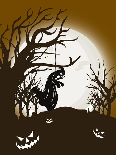 干树上挂着的矢量女巫 — 图库矢量图片