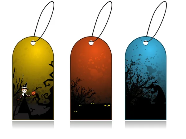 Ensemble vectoriel de trois étiquettes d'Halloween — Image vectorielle