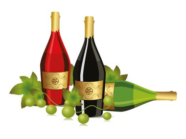 background with champagne bottle and grapevine clipart