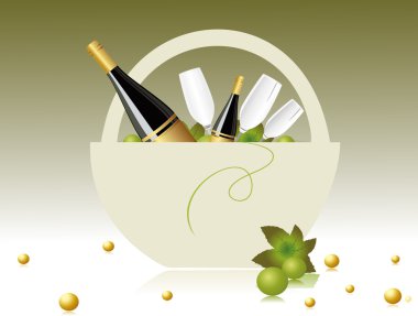 Champagne basket vector for celebration clipart