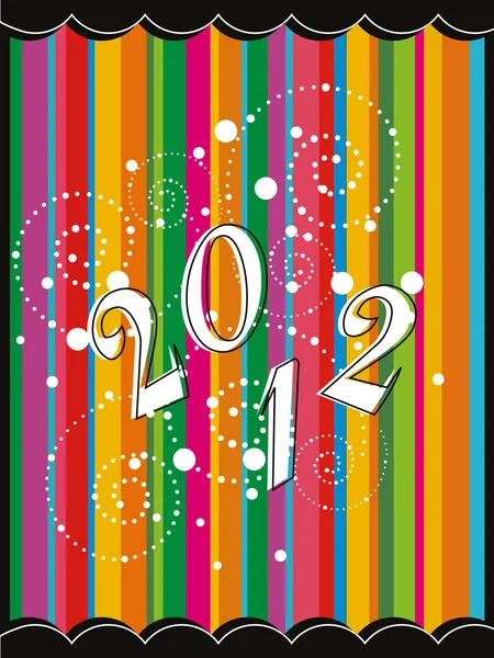 Tarjeta de felicitación colorida de la obra de arte floral con puntos para el año nuevo — Vector de stock
