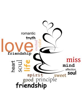 romantic text background with capuchino clipart