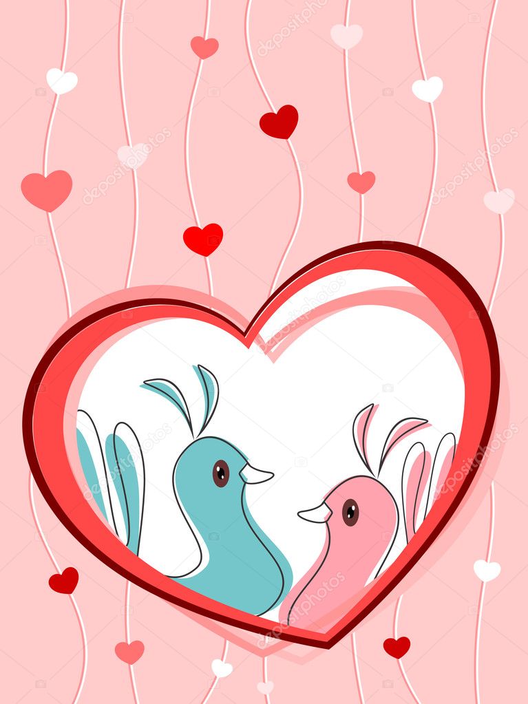 love birds in heart vector