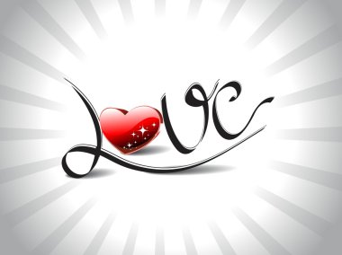 Rays background with romantic shiny love text clipart