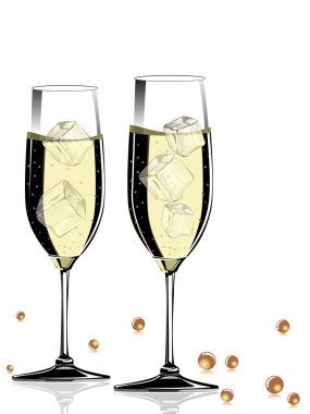 vector champange glass with shiny ball clipart