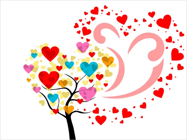 Διάνυσμα πολύχρωμο καρδιά δέντρο — Διανυσματικό Αρχείο