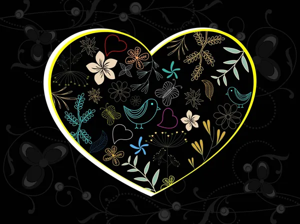 Kresba návrhu srdce na květinové pozadí — Stockový vektor