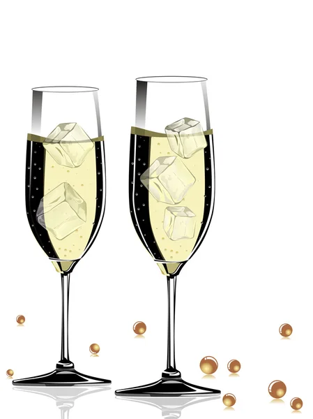 Vector champange vidrio con bola brillante — Vector de stock