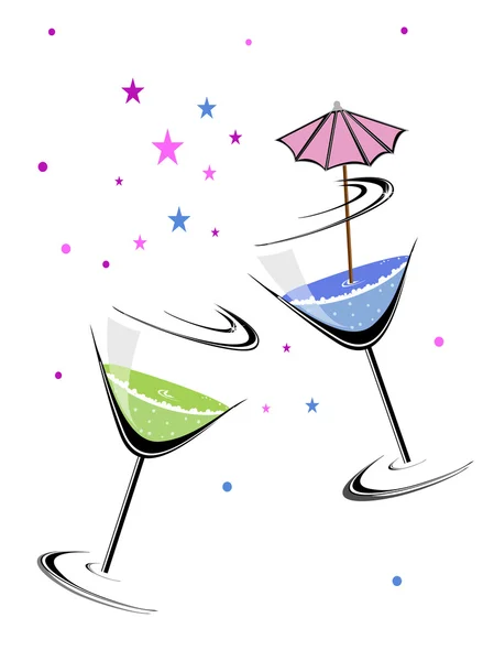 Colorfull ster backgroundwith cocktailglas — Stockvector