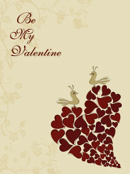Artistics floral background with love birds for valentine celebr — Stock Vector