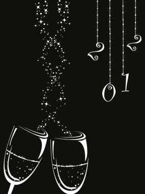 Background with wine glass, hanging 2012 clipart