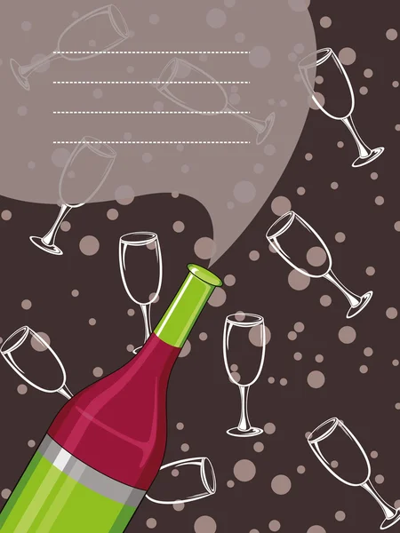 Cirkel, champangeglass bakgrund med färgglada champange flaska — Stock vektor