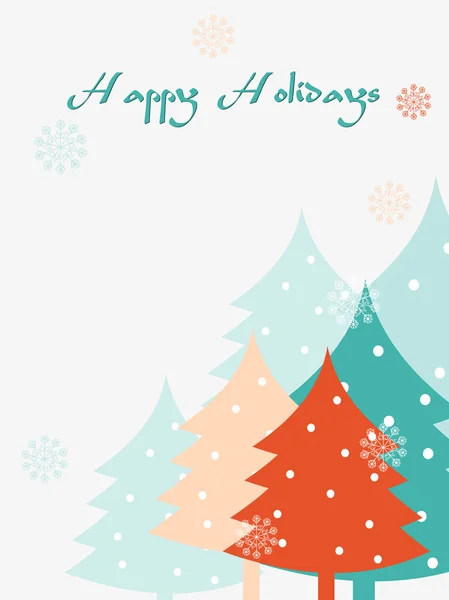 Vector copos de nieve, tarjeta de felicitación tema árbol de Navidad — Vector de stock