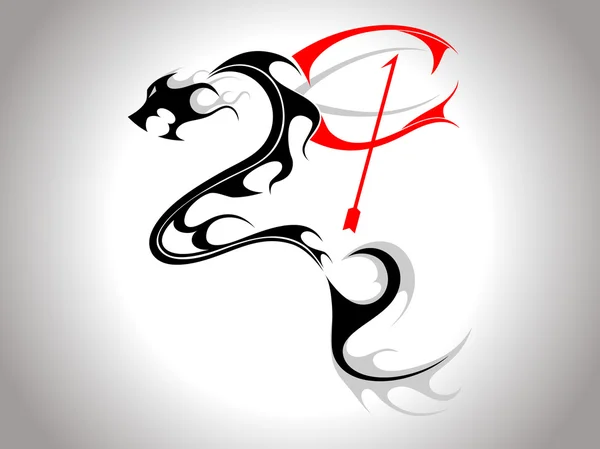 Año nuevo símbolo dragón sobre fondo gris — Archivo Imágenes Vectoriales