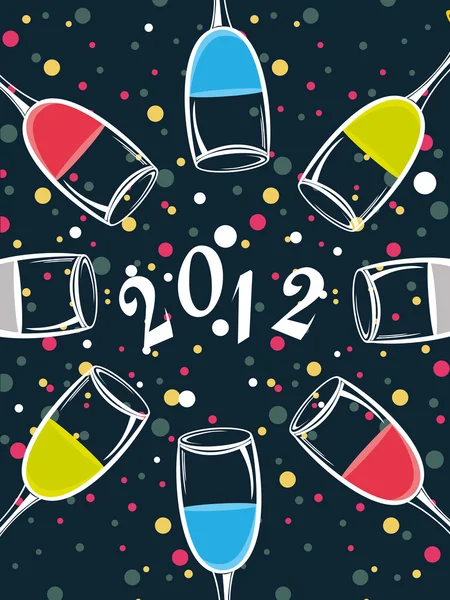 Vetor de tema de vidro champange colorido para 2012 —  Vetores de Stock