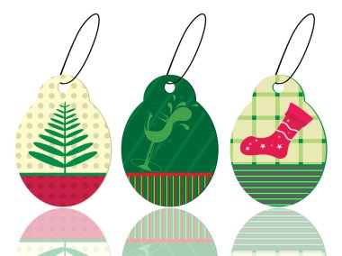 Set of christmas theme concept tags in pink & green color for ch clipart