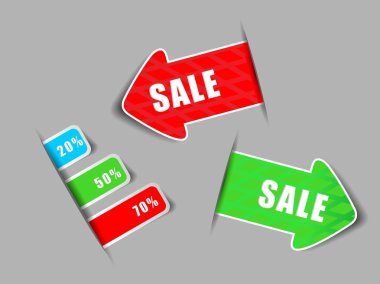 Set of sale tag or sticker in red, blue & green color for best s clipart