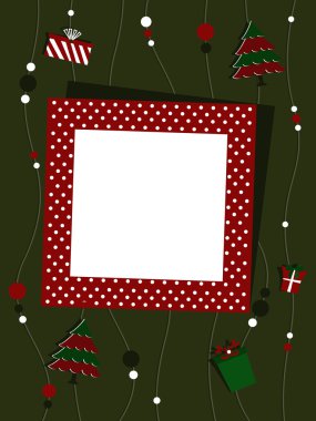 Abstract photoframe with hanging gifts elements clipart