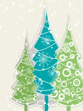 Vector decorative christmas tree presentation card for party clipart