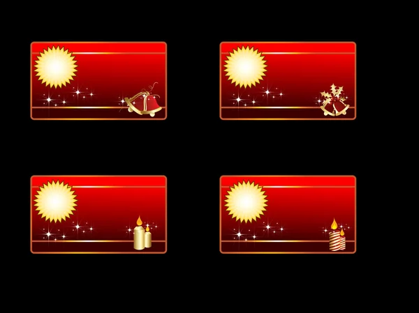 Conjunto de quatro cabeçalhos na cor vermelha para o Natal e outras ocasiões —  Vetores de Stock