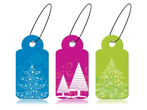 Ensemble d'étiquettes conceptuelles de thème de Noël en bleu, rose et vert — Image vectorielle