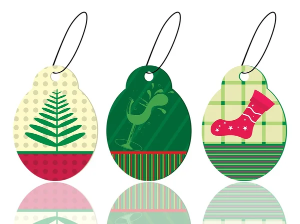 Set of christmas theme concept tags in pink & green color for ch — Stock Vector